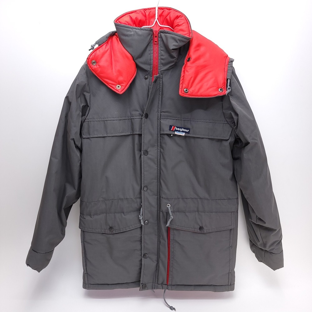 Vintage Berghaus Stormcloud Parka Jacket Grey Red Made in Great Britain Medium